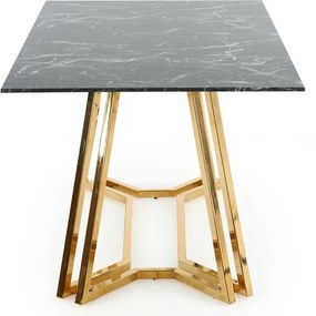 Szklany stół w stylu glamour Konami na złotych płozach