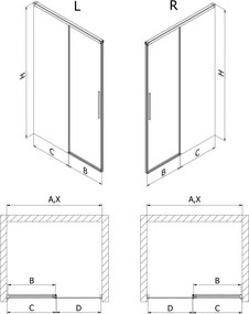 Mexen Rox drzwi prysznicowe rozsuwane 130 cm, transparent, czarne - 8C2-130-000-70-00