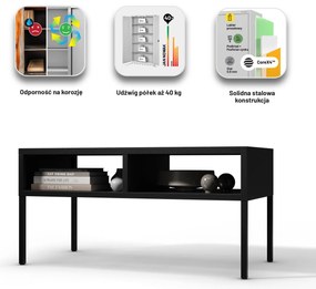Stolik kawowy prostokątny czarny MATTEO 900 x 450 x 450 mm