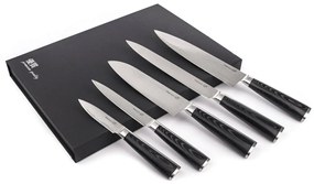 Zestaw noży G21 Damascus Premium w bambusowym bloku, pudełko, 5 szt. + kamień do ostrzenia