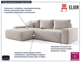 Kremowy narożnik rozkładany z pojemnikiem F2-E62