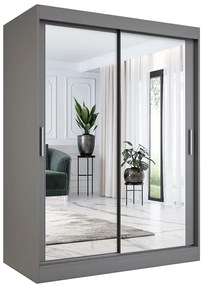 Antracytowa szafa przesuwna z lustrem 150 cm - Kukkin 4X