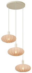 Lampa wisząca Japandi beżowa z materiałowym abażurem 3-źródła światła - BidaJapandi Oswietlenie wewnetrzne