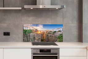 Panel Szklany Most nad Rzeką o Zachodzie Słońca