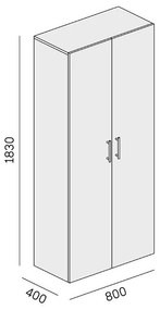 Szafa biurowa wysoka SOLID, 800 x 400 x 1830 mm, naturalny dąb