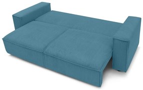 Turkusowa sztruksowa rozkładana sofa 245 cm Nihad – Bobochic Paris