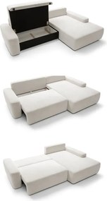 Narożnik BOULI Lewostronny z Elektryczną Regulacją wolnostojący tkanina Raven 21 Biały DOMO HOME