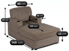 Fotel Wypoczynkowy Sofa NEO Beżowy Sztruksowy Nowoczesny