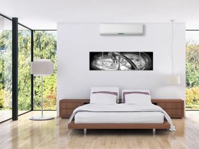 Obraz nowoczesnej szarej abstrakcji (170x50 cm)