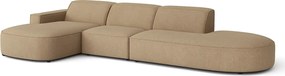 Narożnik modułowy CURSAL F lewostronny 364×166×70 cm brązowy Raven 34 – zaokrąglone leżanki, wolnostojący