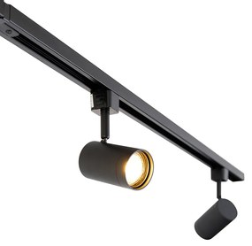 Inteligentny system oświetlenia szynowego z 6 czarnymi reflektorami jednofazowymi 200 cm - Iconic Jeana Nowoczesny Oswietlenie wewnetrzne