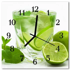 Zegar szklany kwadratowy Limonka