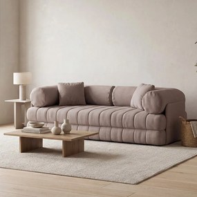 Szarobeżowa rozkładana sofa z materiału bouclé 206 cm Kemi – Cosmopolitan Design