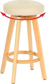 Obrotowy stołek barowy Boras,  kremowy, jasne nogi