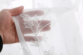 Zasłony białe FLORIA (2 szt.) z motywem kwiatowym 140x250 cm