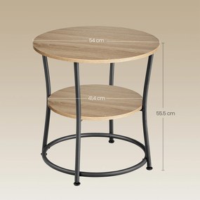 Stolik Kawowy Okrągły z Półką - sonoma - LET056B11