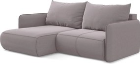 Narożnik lewostronny z funkcją spania - z tkaniny welwetowej - lawendowy - NANEA