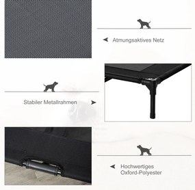 PawHut Lezak dla psow na zewnatrz sofa dla zwierzat miejsce do spania wygodne i trwale szare i czarne | Aosom PL
