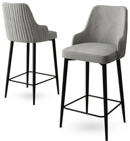 Zestaw krzeseł barowych Enox Grey and Black, 2 szt., 2 szt.