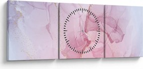 Obraz - Różowe plamy (z zegarem) (90x30 cm)