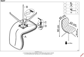 Pikowane krzesło na giętych nogach K237