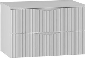 Biały Zestaw do Łazienki 80cm Szafka z Blatem Ryflowane Fornty Cleo