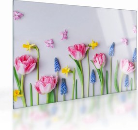Obraz na szkle wiosennych kwiatów (70x50 cm)