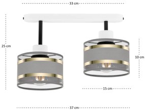 Lampa sufitowa biała dwupunktowy spot z szarymi abażurami T-3306WE-GRG