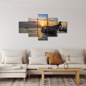 Obraz statku na brzegu (125x70 cm)