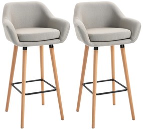 HOMCOM Hoker barowy z podnóżkiem Beżowy elegancki stołek barowy z oparciem | Aosom PL