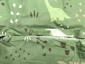 PrzytulneMieszkanie.pl PrzytulneMieszkanie.pl Bawełniana pościel do łóżeczka DINO STEPS ciemnozielona Rozmiar pościeli: 45 x 65 cm | 90 x 135 cm