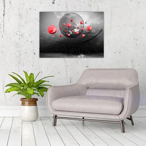 Obraz na szkle - czerwone abstrakcyjne kule (70x50 cm)