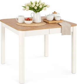 Biały + dąb artisan rozkładany stół kwadratowy do salonu K2-N28