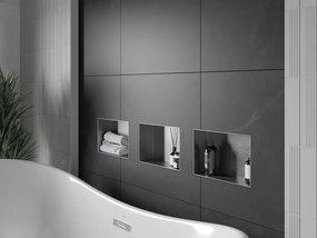 Mexen X-Wall-NR półka wnękowa bez kołnierza 30 x 20 cm, inox - 1911302010