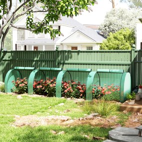 Outsunny Tunel foliowy, 4 okna na zamek błyskawiczny, stalowy stelaż, wytrzymały pokrowiec, 395 x 100 x 80 cm, Zielony