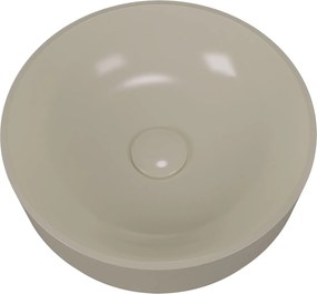 Umywalka z konglomeratu nablatowa okrągła beżowa 40 cm KALMI beige mat