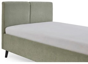 Jasnozielone tapicerowane łóżko dwuosobowe ze stelażem 140x200 cm Piano – Meise Möbel