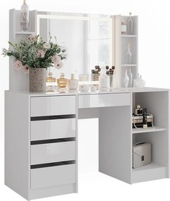 Stół toaletowy biały/biały wysoki połysk 128.2x50.1x76 sherry