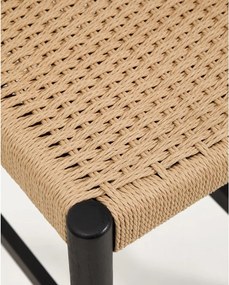 Czarny/w naturalnym kolorze hoker z litego drewna dębowego (wysokość siedziska 65 cm) Analy – Kave Home