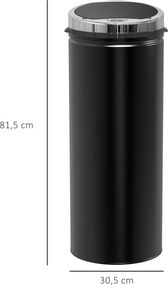 HOMCOM Kosz na śmieci automatyczny z czujnikiem ruchu Stal nierdzewna Elegancki design 30 5x30 5x81 5cm Czarny | Aosom PL