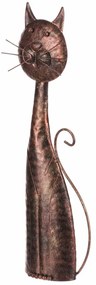 Metalowa dekoracja ogrodowa Kot miedziany, 15 x 44x 7 cm