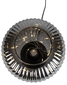 Lampa stołowa Art Deco czarna z przydymionym szkłem ze sznurem świetlnym E27 - Karel ArtDeco Oswietlenie wewnetrzne