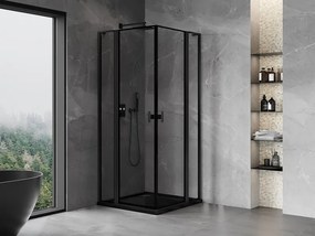 Mexen Mist L Duo kabina prysznicowa uchylna 90 x 90 cm, czarna ramka, czarna - 8A4L-090L-090P-70-70