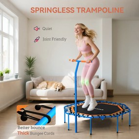 SPORTNOW Fitness-Trampolin, Treningstrampolin z regulowanym uchwytem, stabilny i cichy, do użytku wewnątrz, Stal, Niebieski