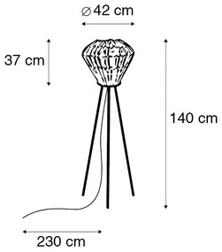 Wiejska lampa podłogowa statyw bambusowy z białym - Canna Diamond Rustykalny / Vintage Oswietlenie wewnetrzne