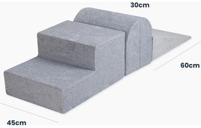Piankowy zestaw do zabawy z suchym basenem 90x30cm/200 piłek 7cm, plac zabaw dla dziecka, 4 elementy, welurowy, ecru, piłki: białe, transparentne - meowbaby®