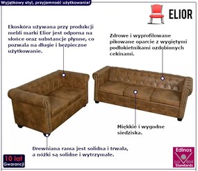 Zestaw 2 sof brązowe do salonu R8-R59