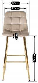 Krzesło Barowe Tapicerowane Hoker ARIEL Ecru Welurowe Nowoczesne Glamour