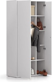 Szafa ubraniowa z wysuwanym elementem BLOCK, 850 × 400 × 1748 mm, biały