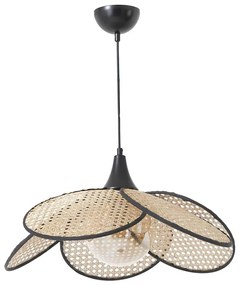 Lampa wisząca na lince FUME 1xE27/40W/230V śr. 45 cm czarny/beżowy